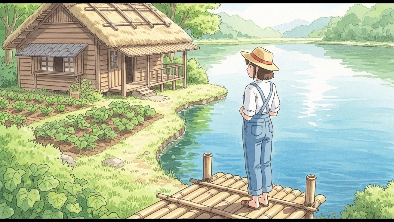 A Quiet Day on a Floating Garden 🌊 | Simple Living & Calm Cooking | Ghibli-Style ASMR