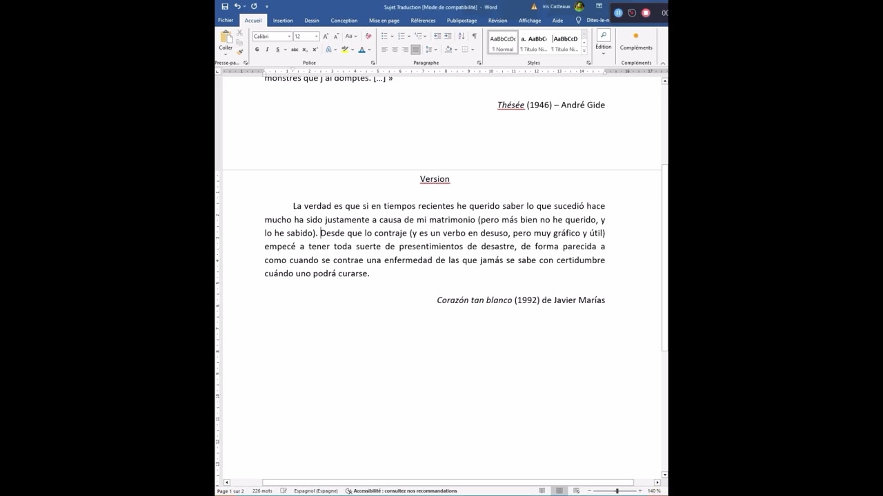 Les minutes de l'agrégation Traduction Initiation Iris Cotteaux