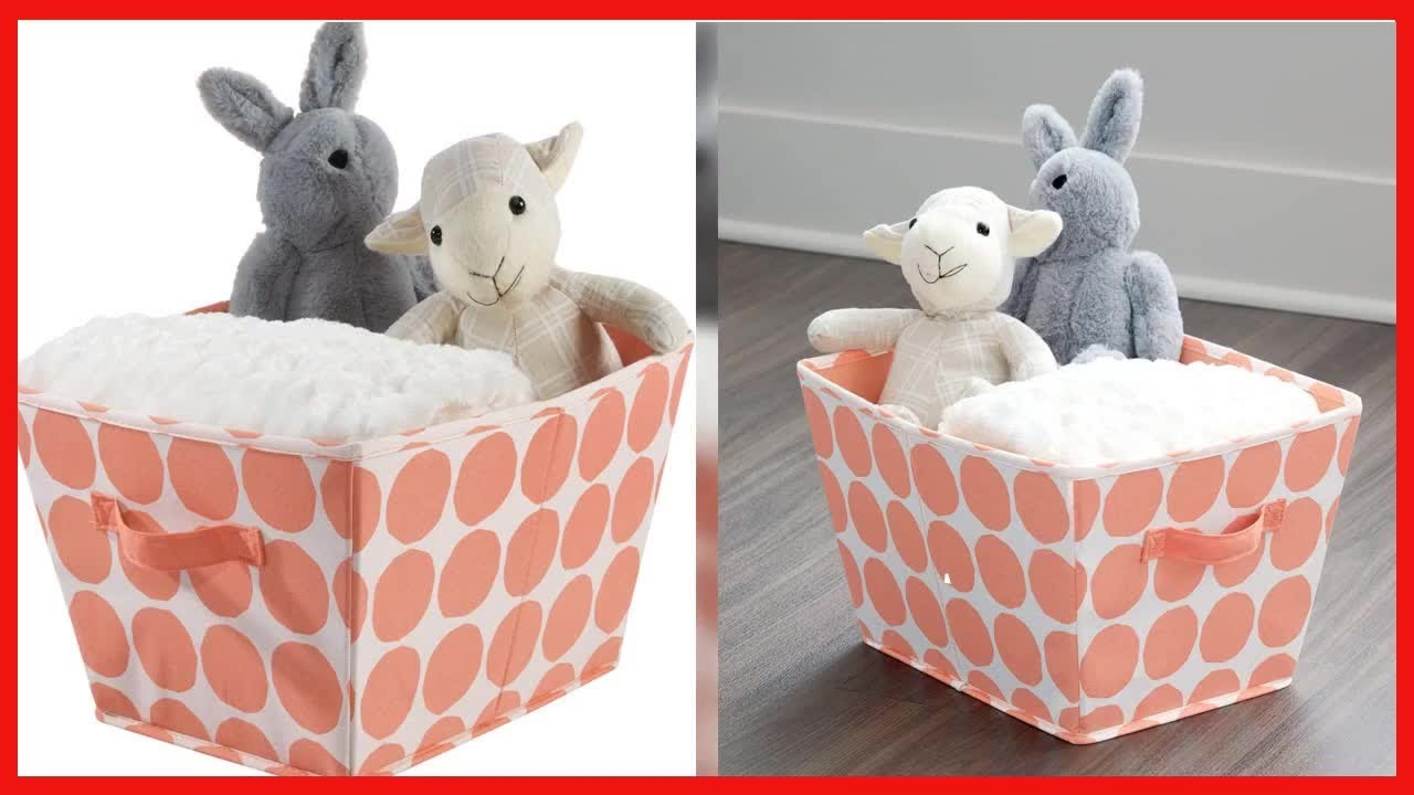 iDesign Dot Fabric Storage Bin, Angled Medium Basket Container with Dual Side Handles for Closet,
