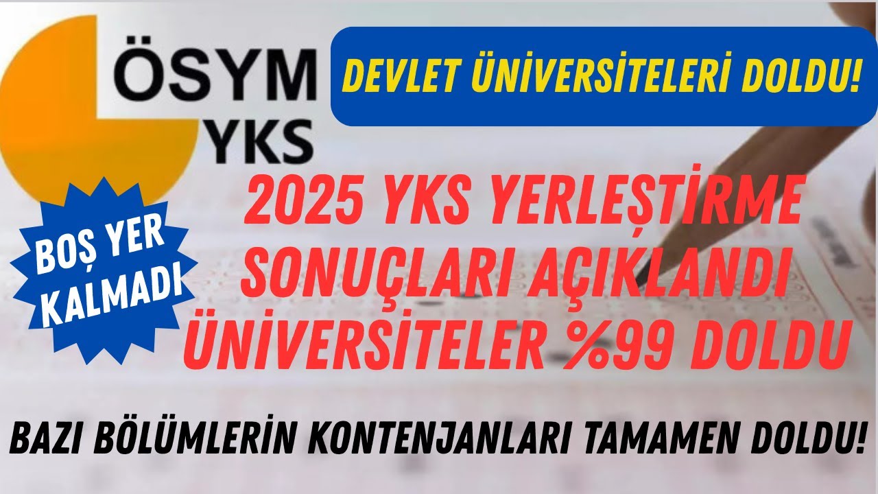 📢 2025 YKS YERLEŞTİRMELERİNDE DEVLET &Uuml;NİVERSİTELERİNİN KONTEMJANLARI %99 DOLDU #2025yks #yks2025