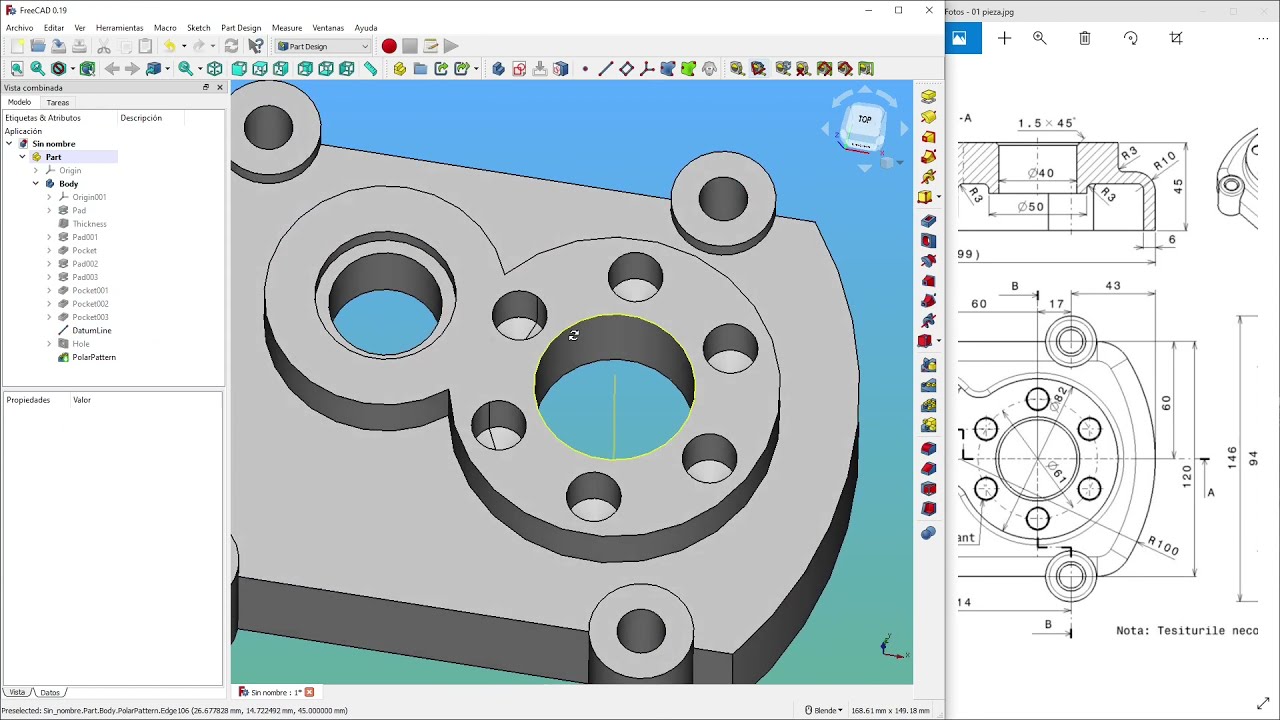 FreeCAD Prácticas básicas Pieza 01
