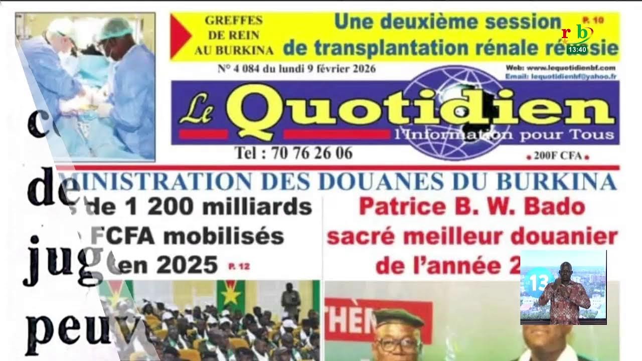 RTB - JT de 13h du 09 février 2026