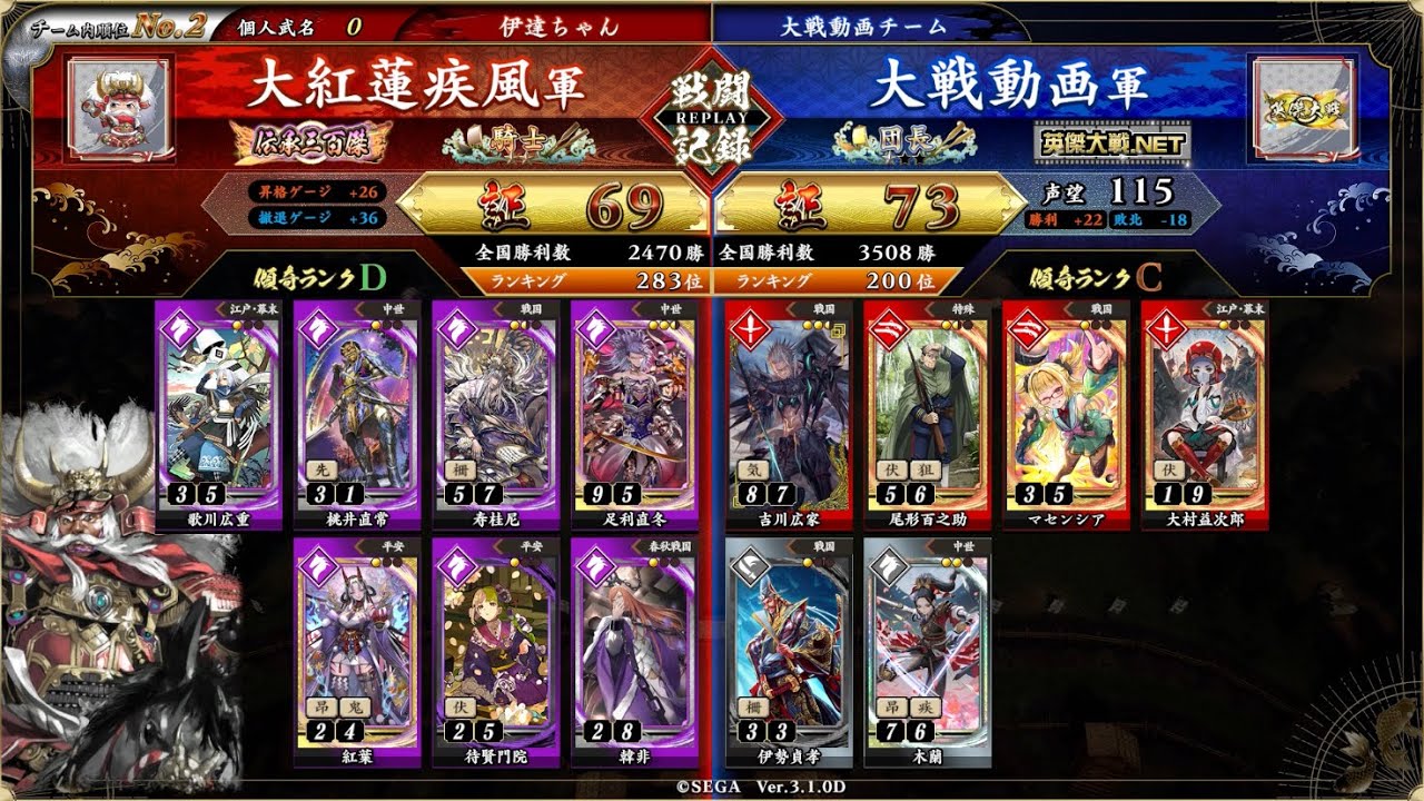 [英傑大戦]大紅蓮疾風の騎馬単動画358 七枚神速