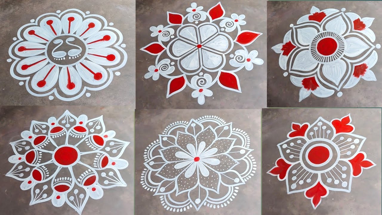 6 different types of alpona design / alpona design for Laxmi Puja / 6 unique alpona design / Rangoli