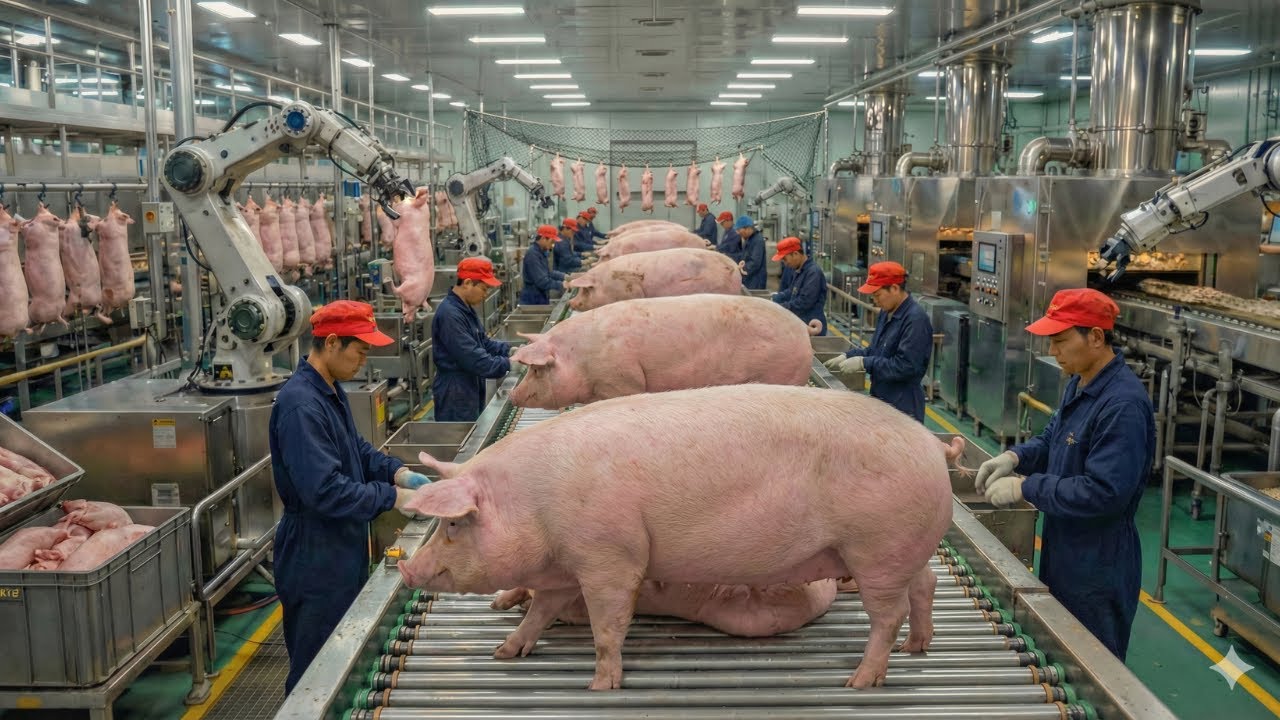 Inside the Modern Pork Factory: From Raw Pork to Sausages (Full Process)