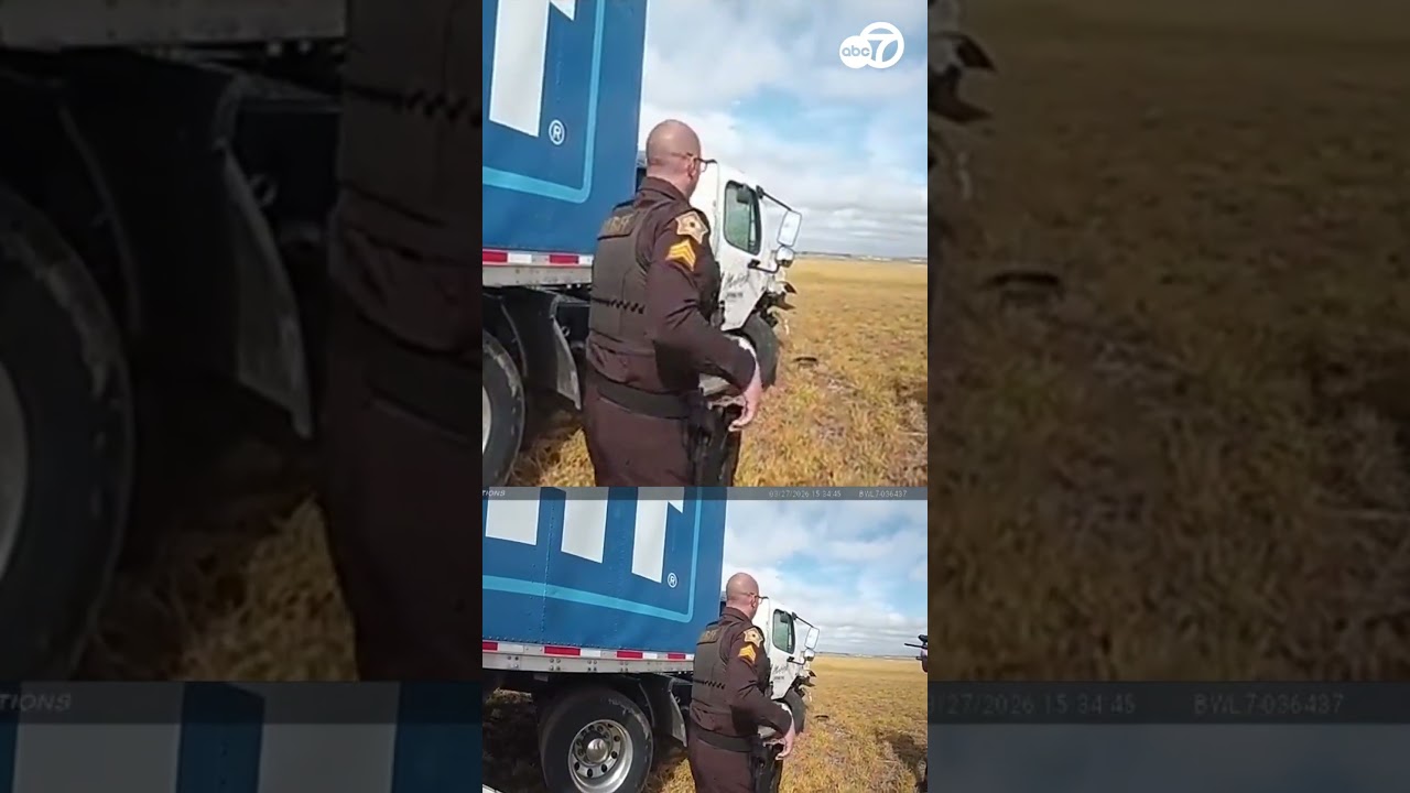 Угнанный грузовик Bud Light врезался в полицейскую машину.