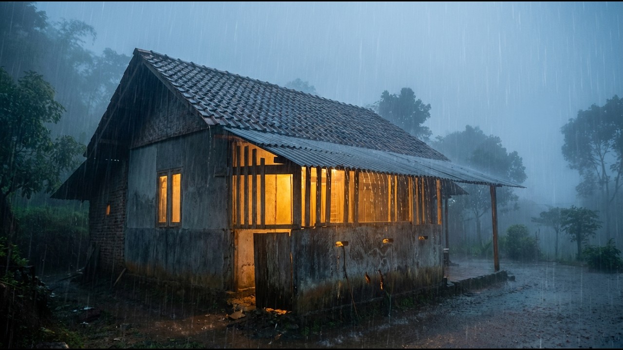 Gentle Rain on Metal Roof for Deep Sleep 🌧️ 3 Hour Night Ambience