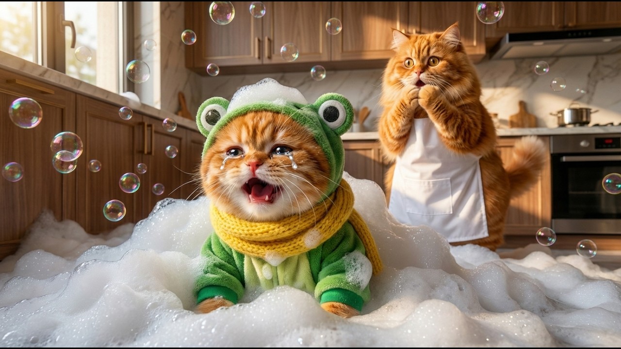 Джинджер КРИЧИТ! 😭🧼 Мыльное наводнение на кухне, НО Мама Кошка спасает день! 🍪✨