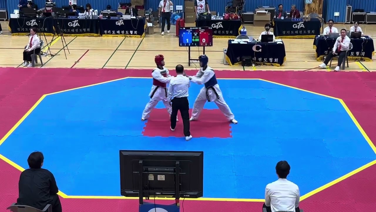 제25회 경기도지사기 태권도대회 밴텀급 8강 풍생고 문찬vs일동고 김우빈