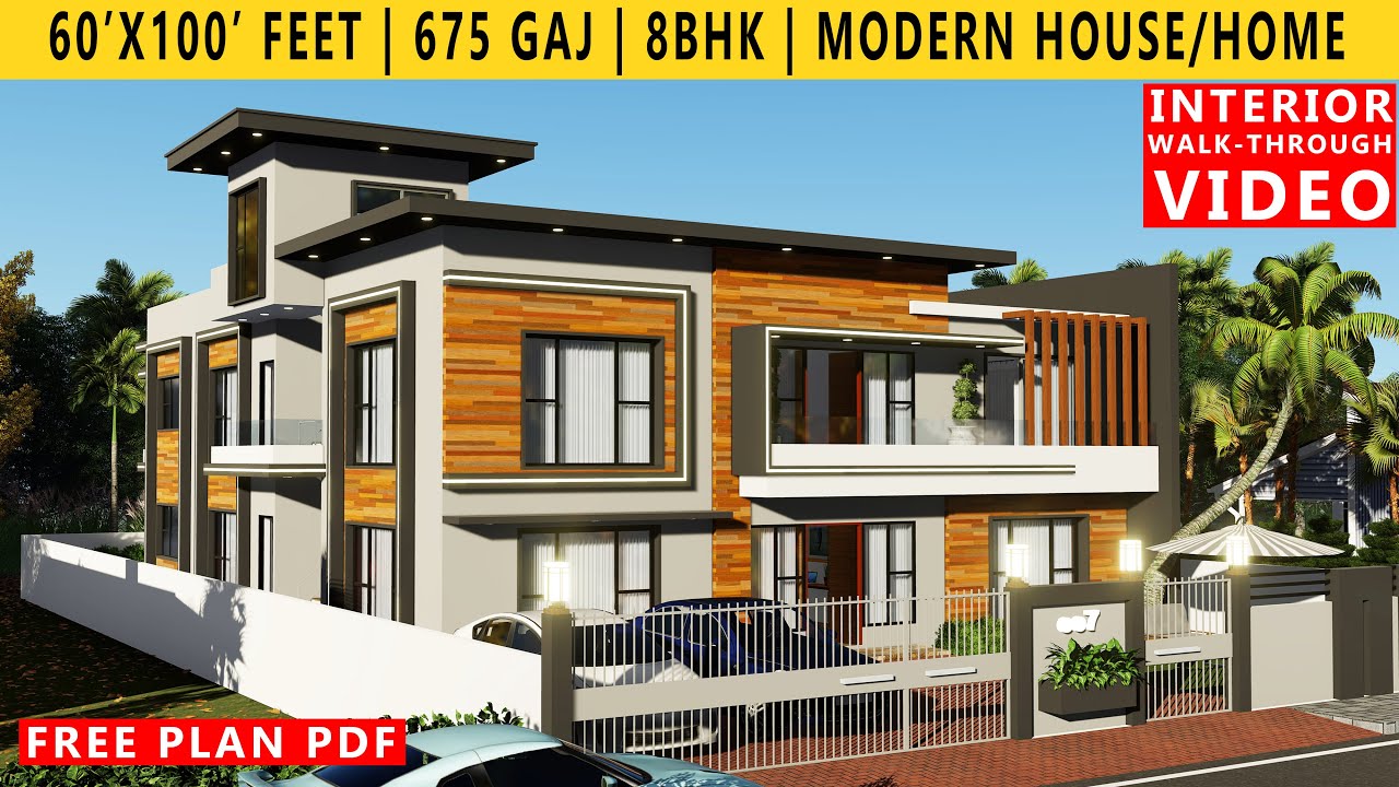 60' x 100' FEET HOUSE PLAN | 8BHK BUNGALOW  | 675 GAJ | 6000 SQUARE FEET HOUSE PLAN | DUPLEX DESIGN
