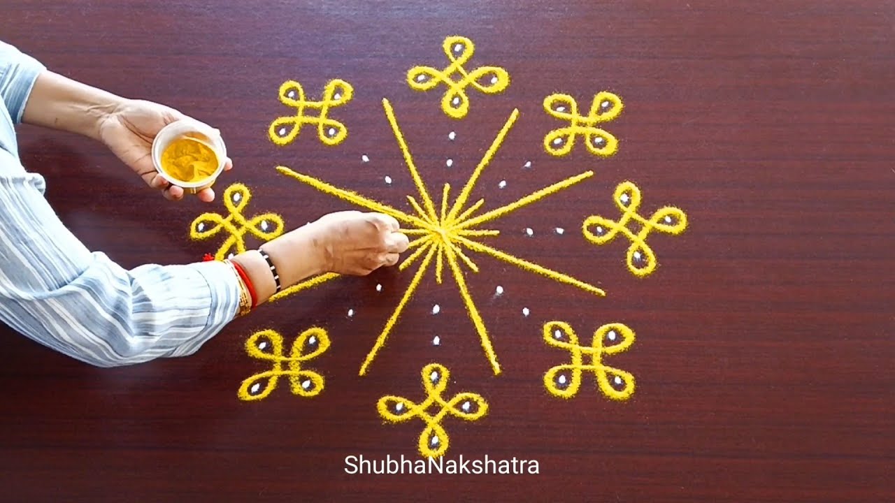 Easy and unique Rangoli design🌹640🌹அழகான கோலம்🌹ಸುಲಭವಾಗಿ ಬಿಡಿಸಬಹುದಾದ ಸುಂದರವಾದ ರಂಗೋಲಿ