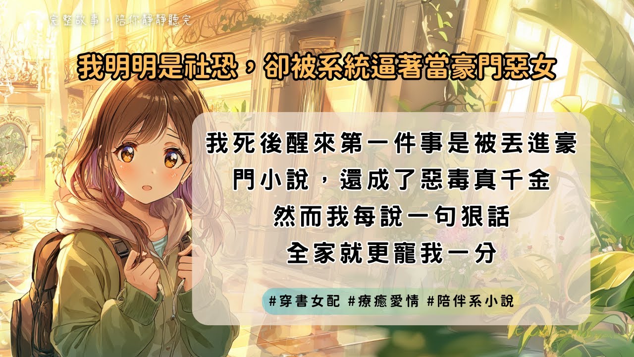 【完結】《我明明是社恐，卻被系統逼著當豪門惡女》我死後醒來，第一件事是被丟進豪門小說，還成了「惡毒真千金」。然而我每說一句狠話，全家就更寵我一分｜#穿書女配 #一口氣聽完 #陪伴系小說