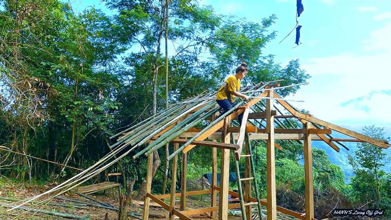 FULL VIDEO : 30 Days of Building a Wooden House and Completing the Project - Wilderness Alone
