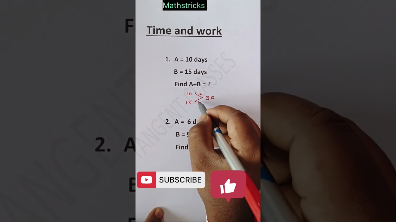 Time and work || A can finish a work in 10 days, B can finish the same work in 15 days #mathstricks