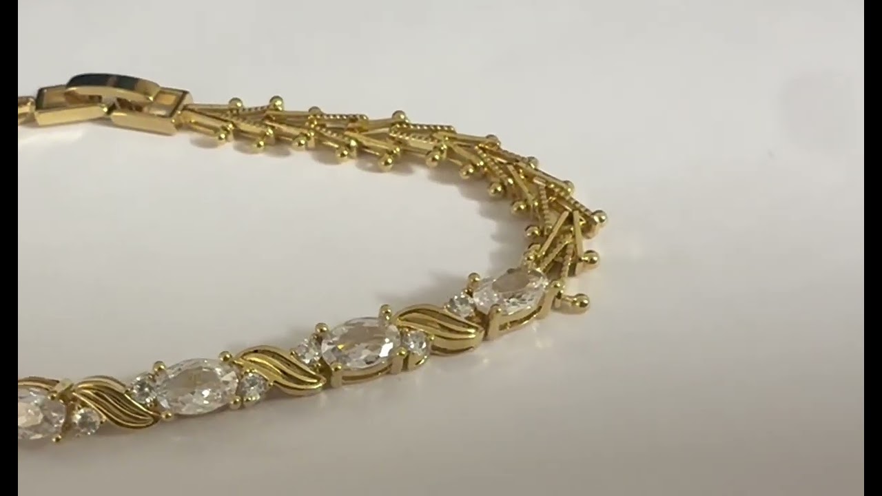 GovDeals: Ladies, 7 Inch, 24k Gold, CZ Mesh Bracelet