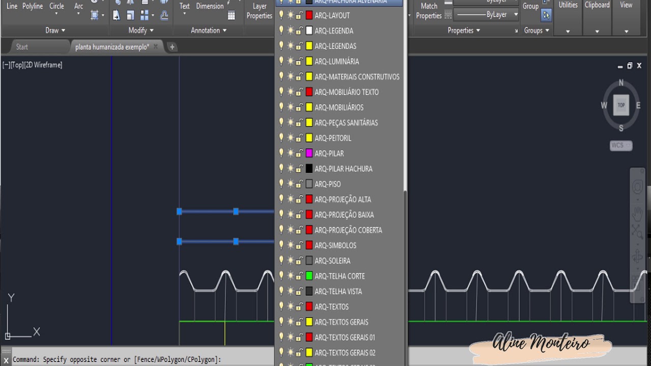 como fazer uma planta de corte no AutoCad - corte da coberta / cobertura PARTE 3