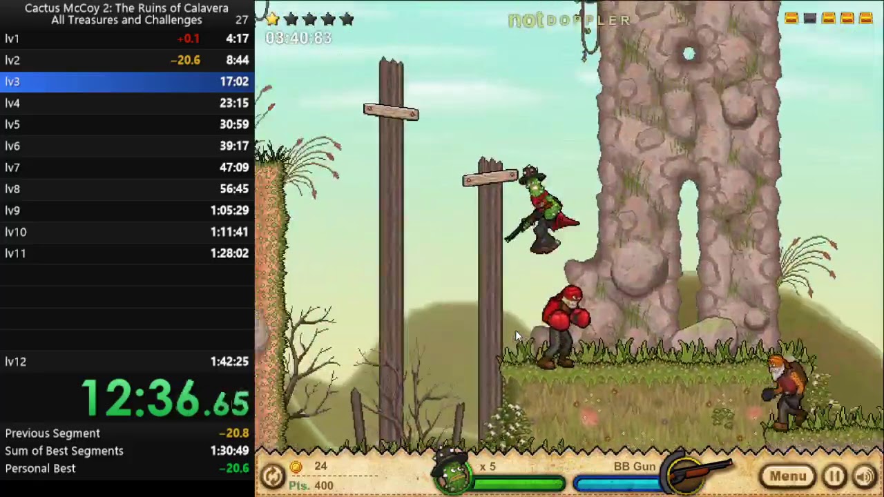 Cactus McCoy 2 -  All treasures All Challenges speedrun (1:35:59; old WR)