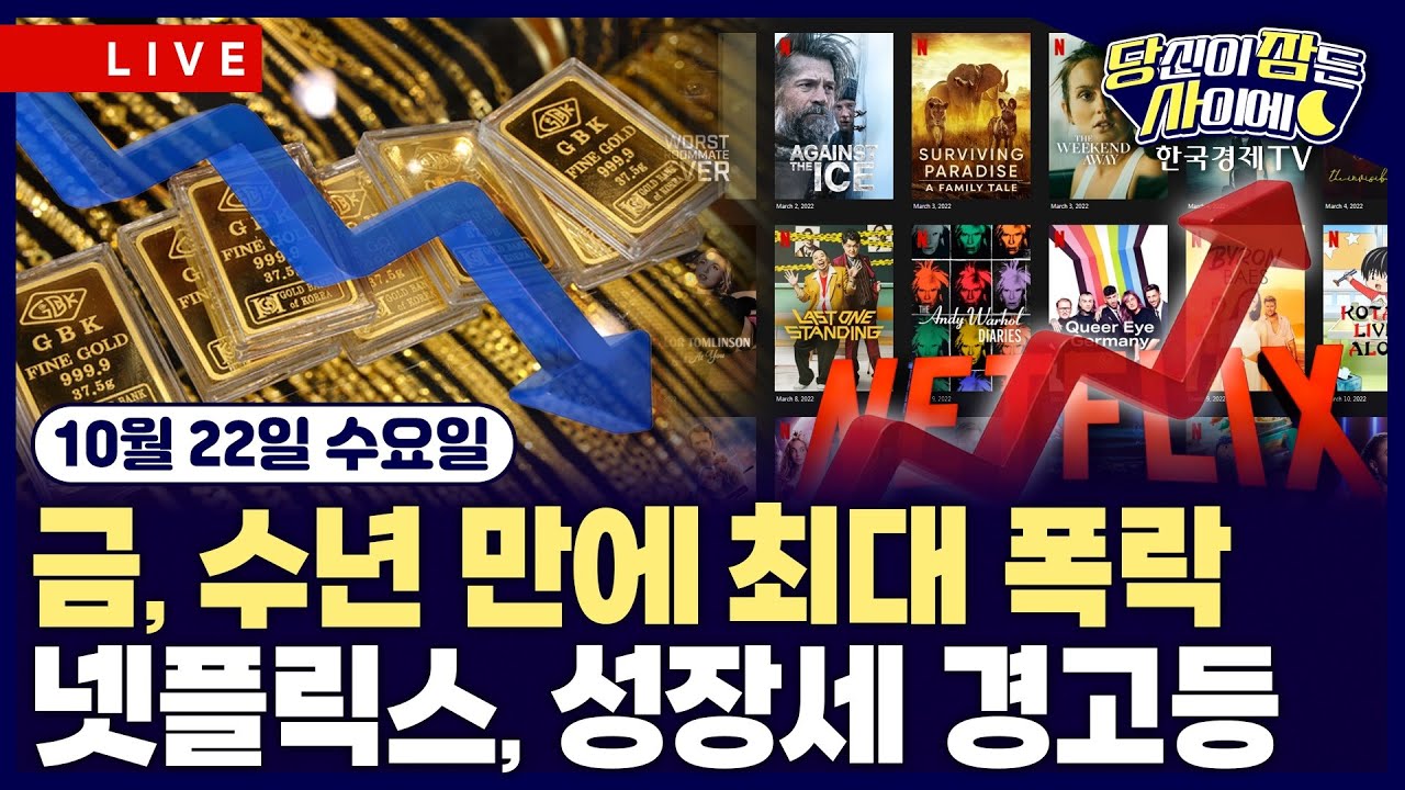 [🔴10/22 #당잠사] 넷플릭스, 시간외 급락 | 금 선물, 12년 만에 최대 낙폭 | #넷플릭스 #록히드마틴 #GM