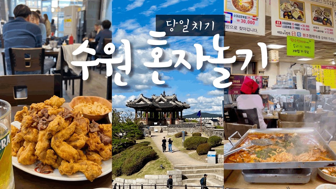 나혼자 수원🇰🇷 이 코스만 따라가면 끝! 행리단길–화성어차–남문시장 · 🥯베이글 🌶️순대볶음 🍗치맥 🎷뮤직바로 완벽 마무리 · 수원 혼자놀기