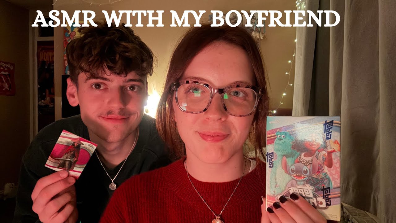 boyfriend tries ASMR again❤️‍🔥unboxing Disney cards!