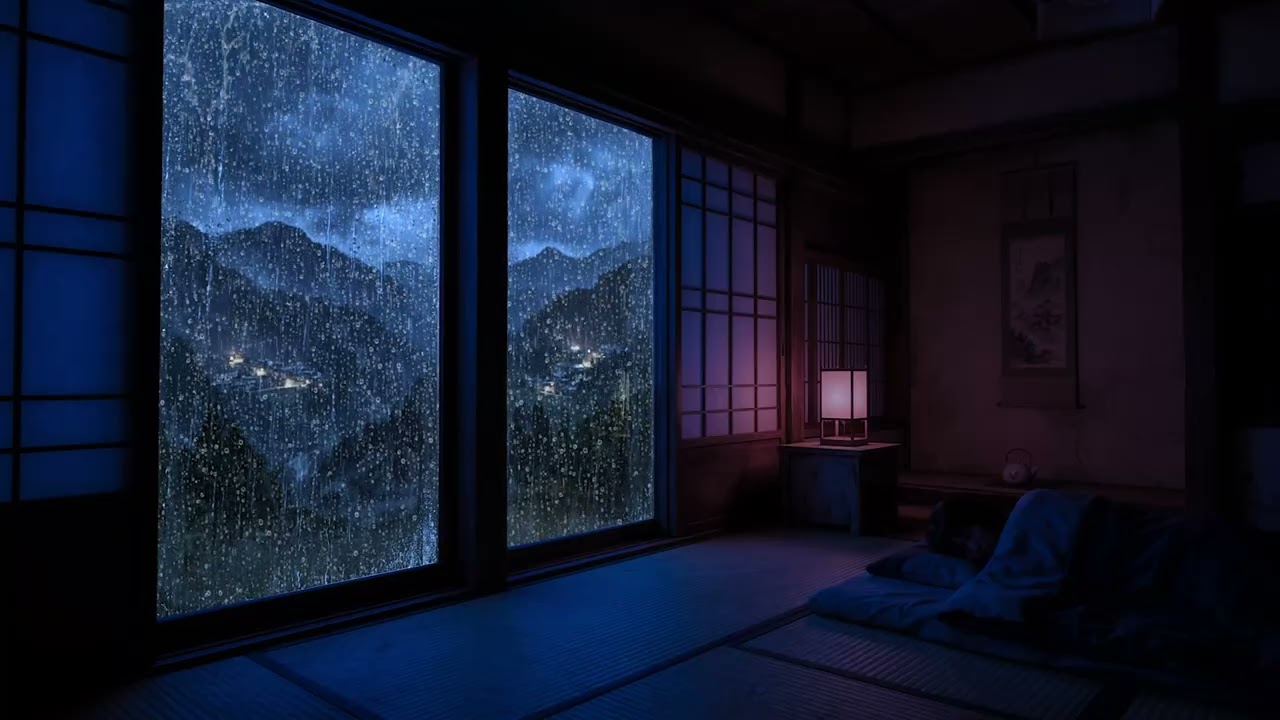 Dark Bedroom Rain Sounds (No Ads) – The Perfect Night Rain for Deep Sleep, Focus & Meditation