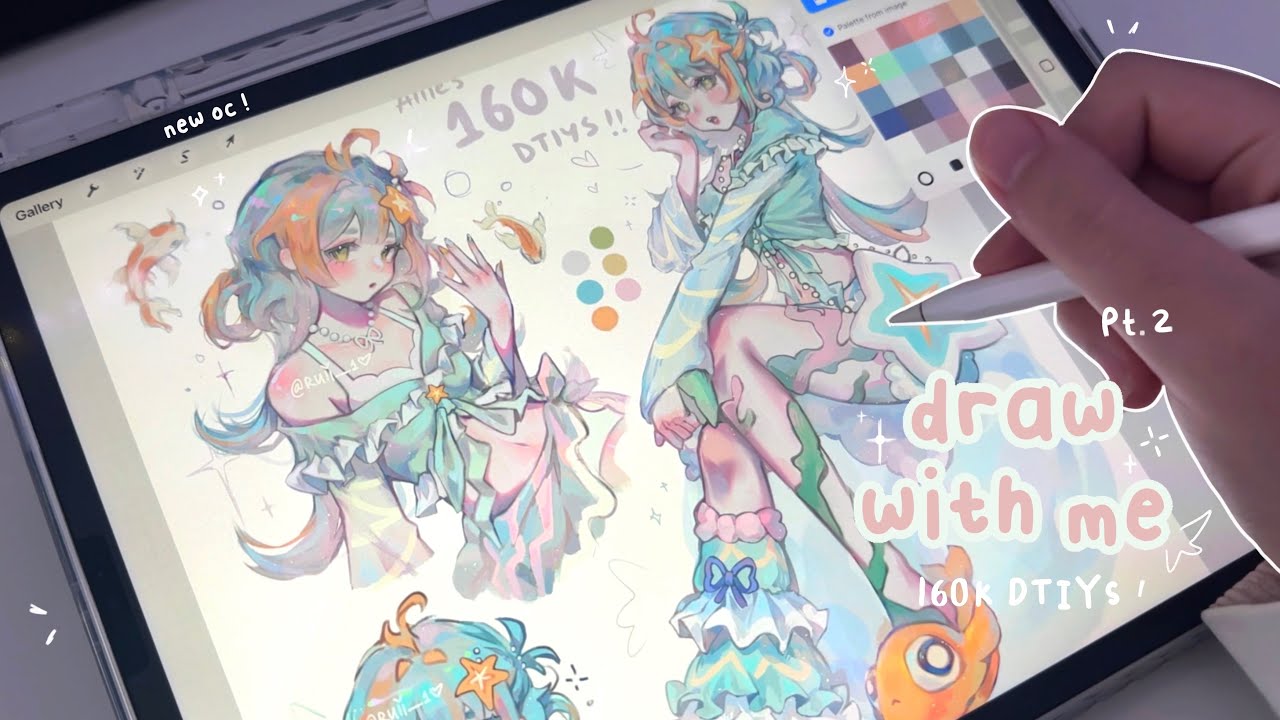 ⋆˚࿔ draw w/ me ✦ 160k dtiys pt.2 🍥 Procreate iPad