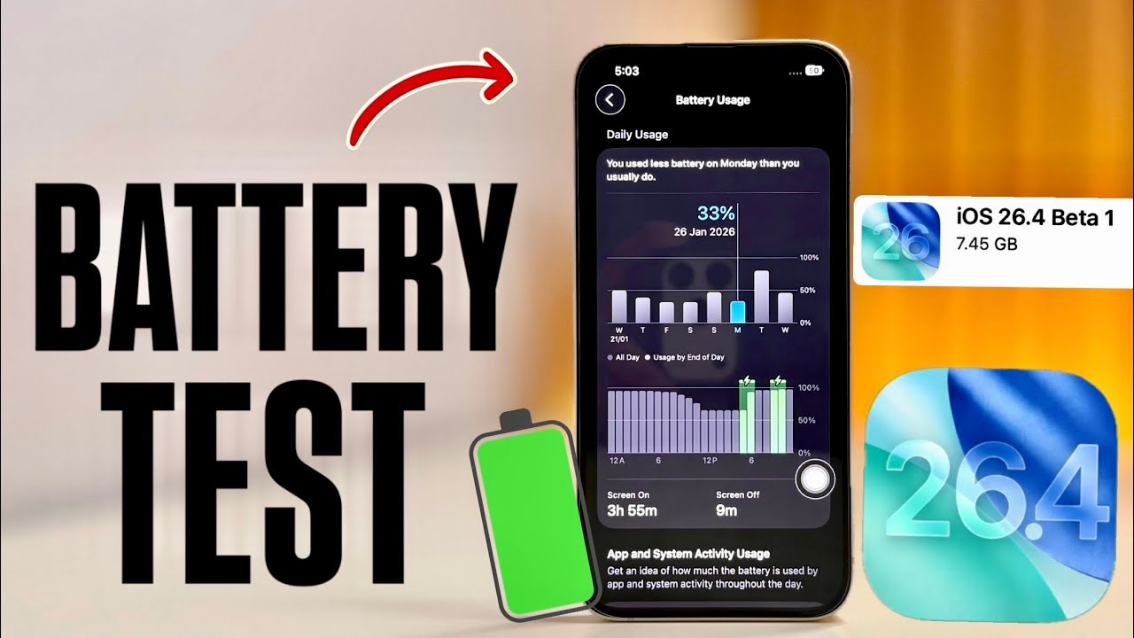 iOS 26.4 Beta 1 Honest Battery Test & Battery Performance Review - iOS 26.4 Battery Drain Fixed?