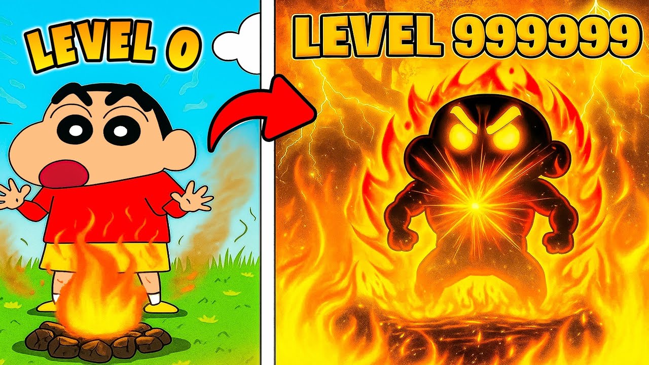 Shinchan Became Fire Elemental God 😱🔥 | Roblox Element Power Tycoon | Funny Game 😂