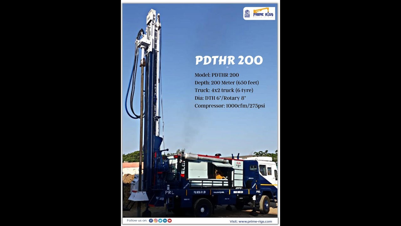 Bore Hole Drilling Machine PDTHR-200 Truck Mounted Water Well Drilling Rig at Best Price.