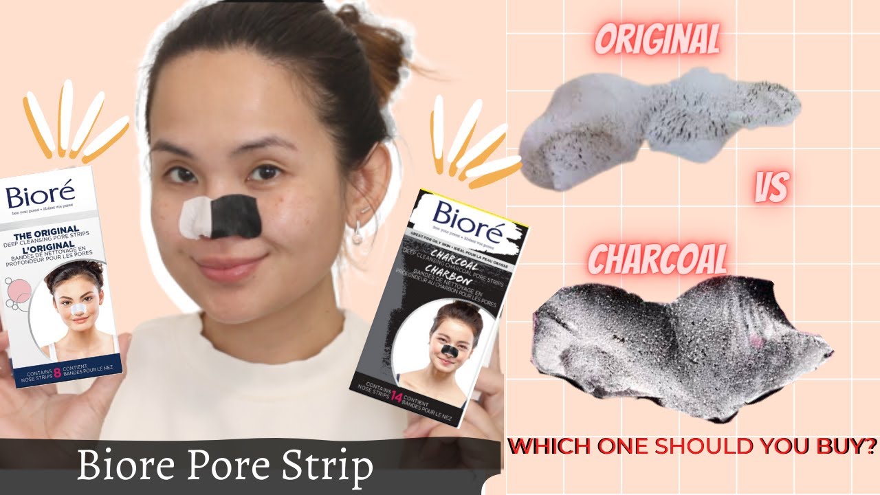 GET RID OF BLACKHEADS | Biore Deep Cleansing Charcoal Pore Strips&nbsp;vs Original