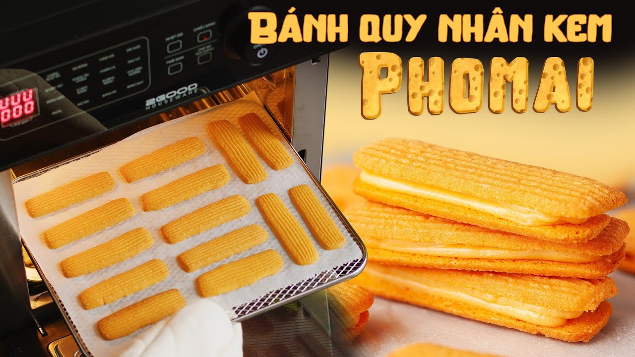 BÁNH QUY PHO-MAI nhân KEM SỮA (dùng NỒI CHIÊN KHÔNG DẦU)