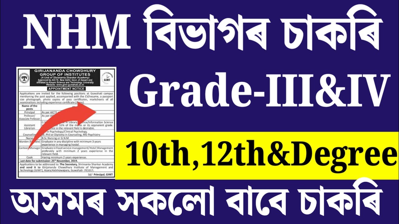 NHM বিভাগৰ চাকৰি - Jobs in Assam | Assam jobs 2025 | Asssm Jobs vacancy 2025 |