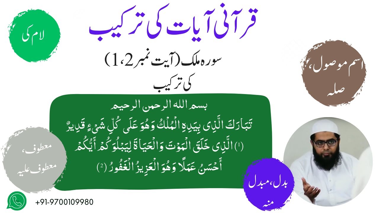 قرآن کریم کی ترکیب || سورہ ملک آیت نمبر 1، 2  کی ترکیب || نحوی ترکیب کیسے کریں