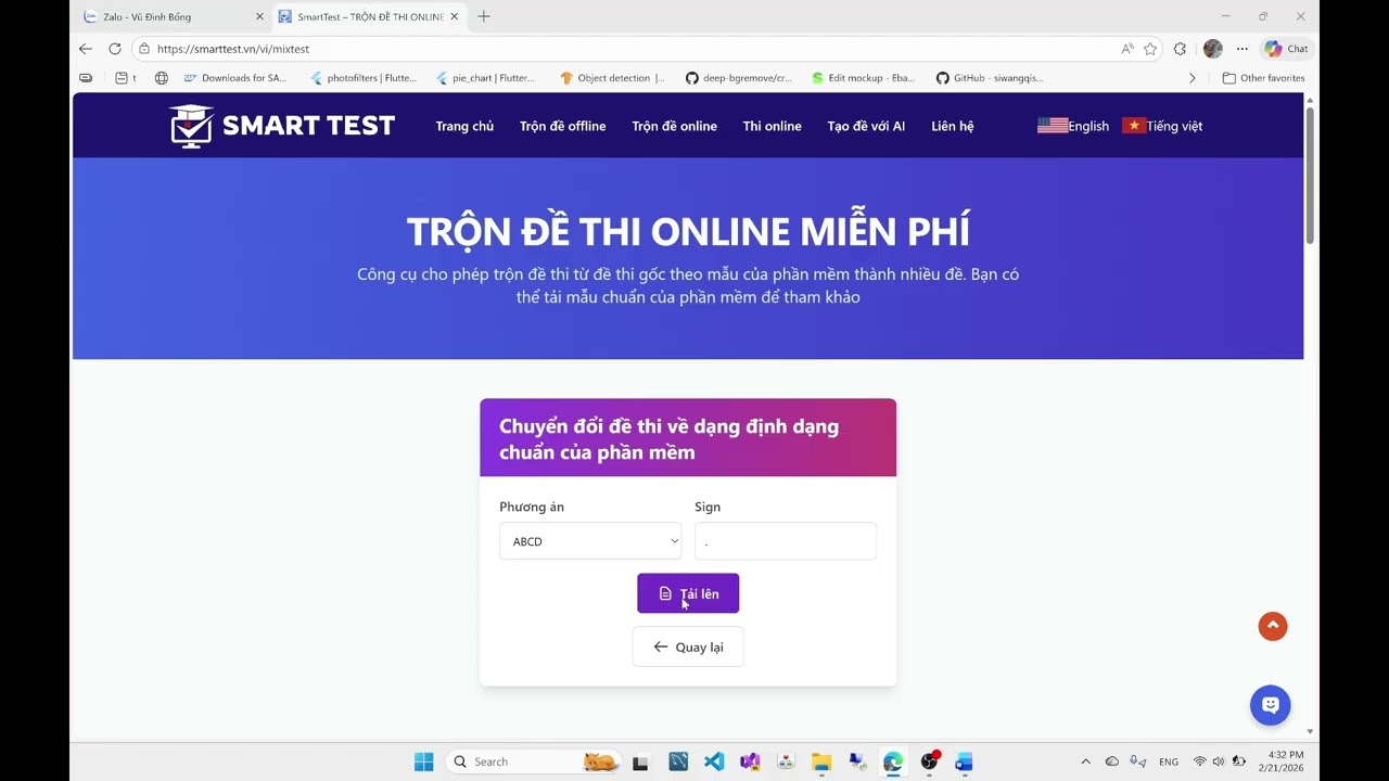 Chuyển câu hỏi vào dạng bảng