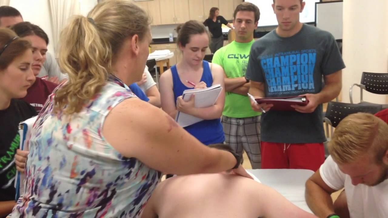 Palpation of spine, sternum and hip