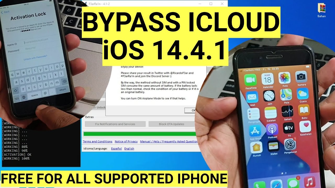 Bypass icloud iphone 7 and all iOS 14.4.1 Free Untethered