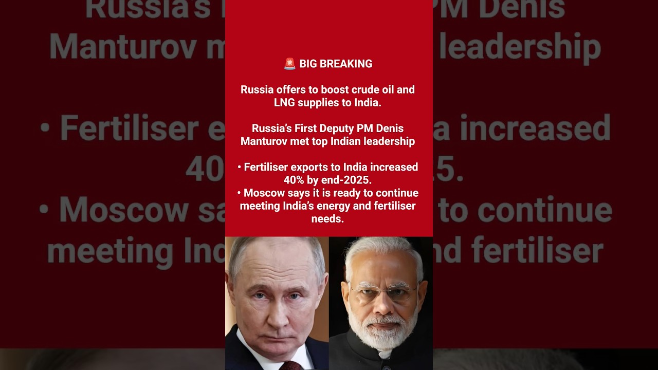 Russia offers to boost crude oil and LNG supplies to India.  #newsupdate#trending#pmmodi#putin#viral