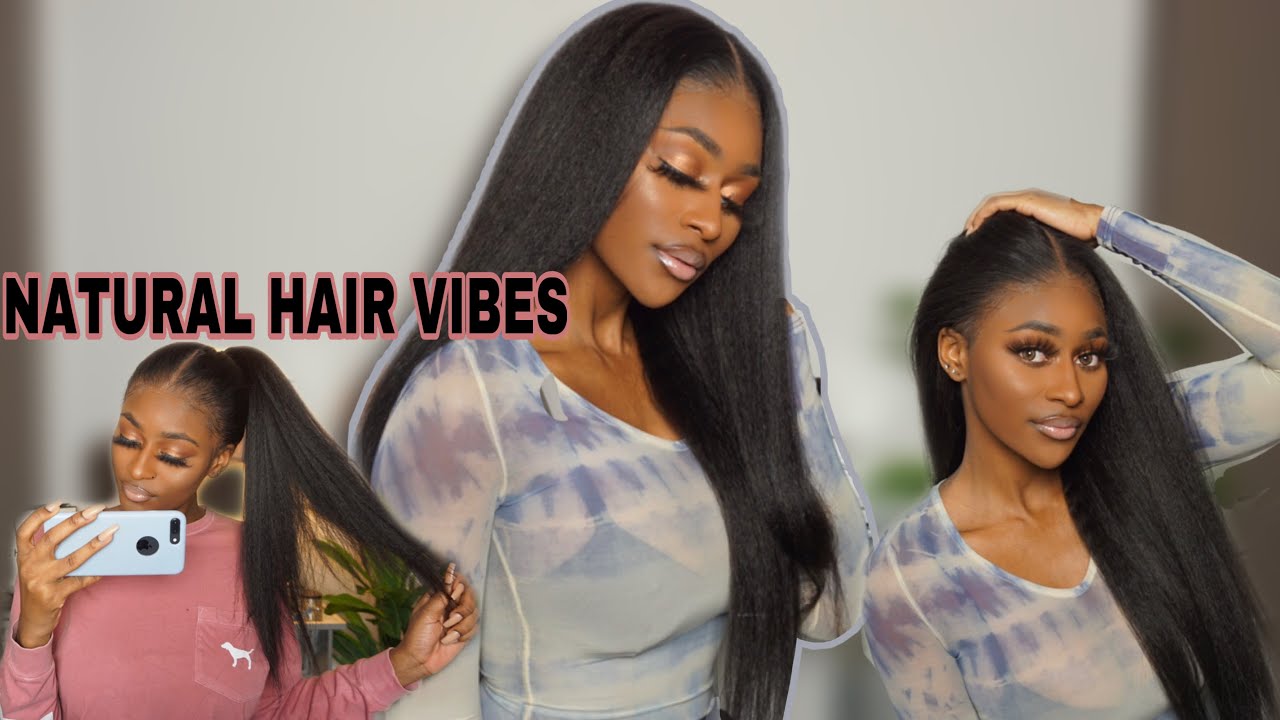 KINKY STRAIGHT LACE FRONT WIG | AFFORDABLE ALIEXPRESS WIG | GLUELESS, NATURAL HAIR WIG | Maxine Hair