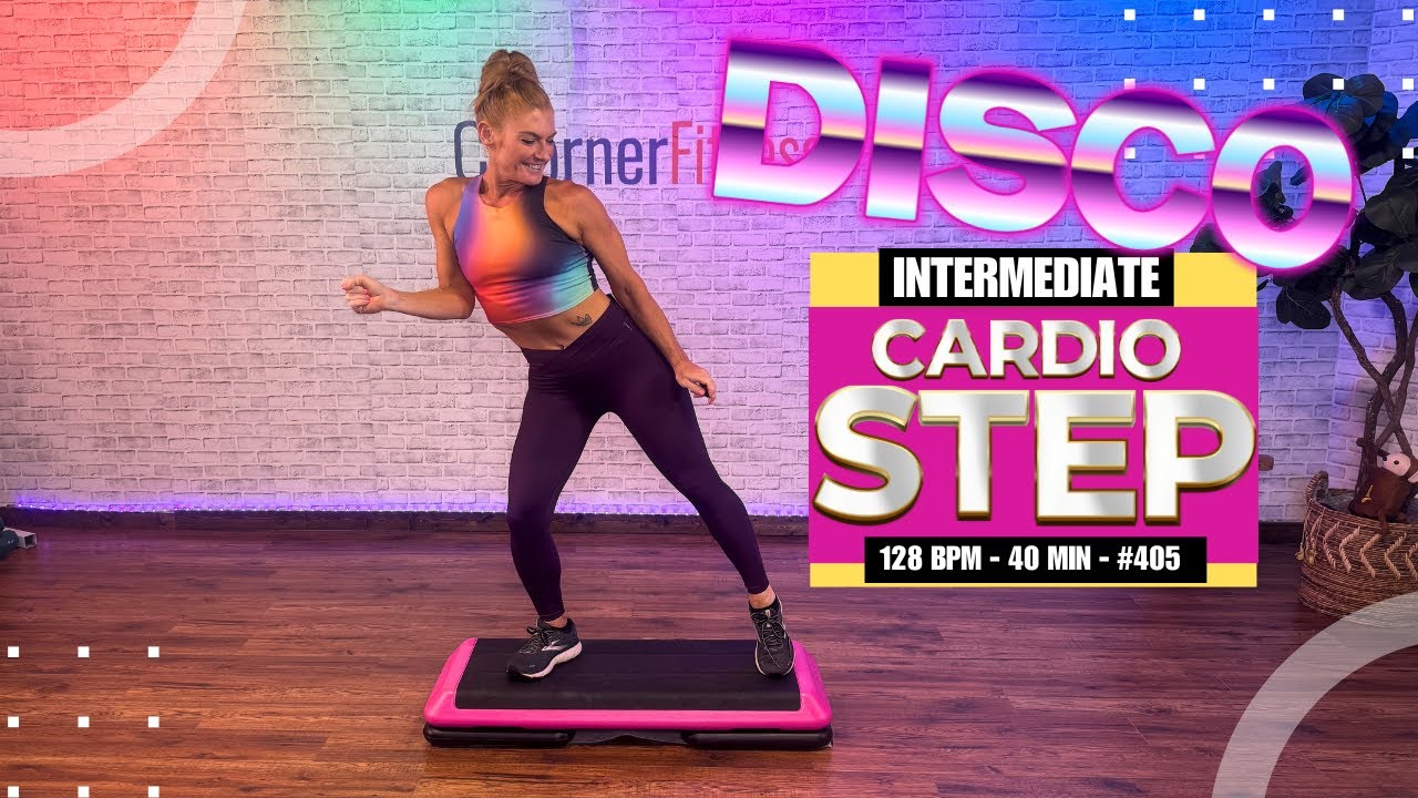 40 Minute - DISCO CARDIO STEP Aerobics - 128 BPM - Intermediate #405