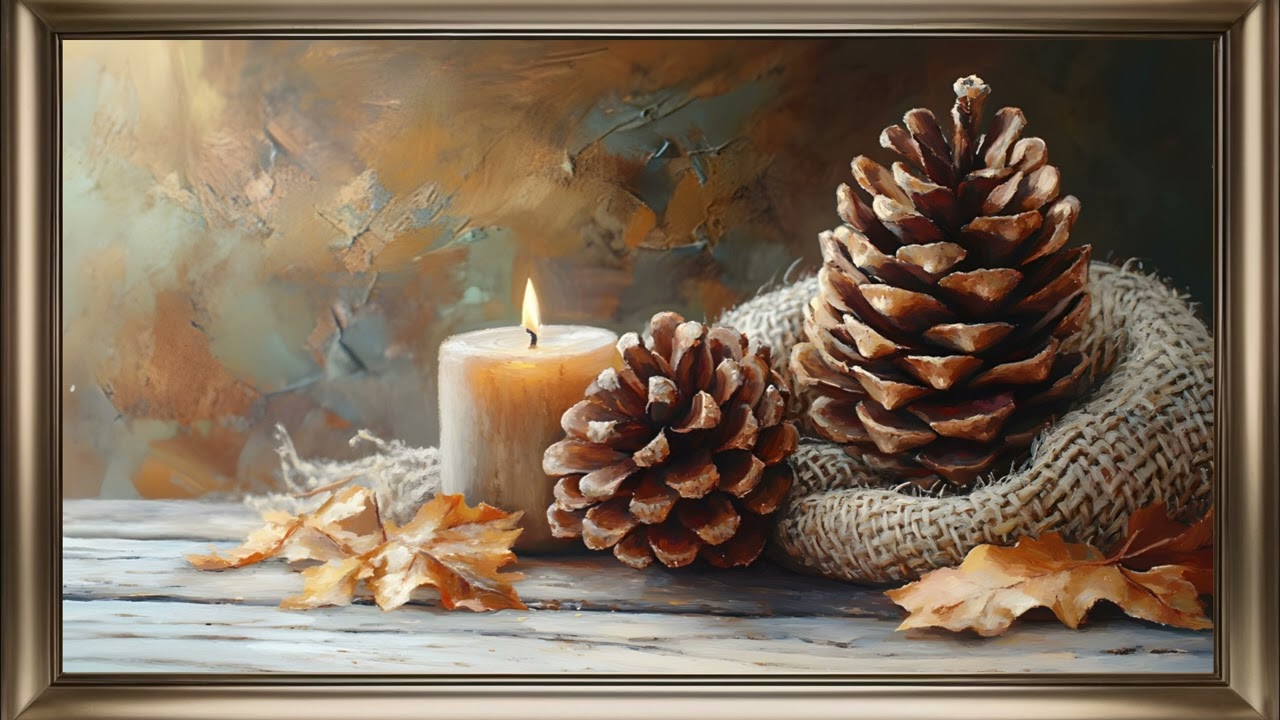 Rustic Pinecone Still Life TV Art | Cozy Autumn Vibes For Your Screen 🍂🪵
