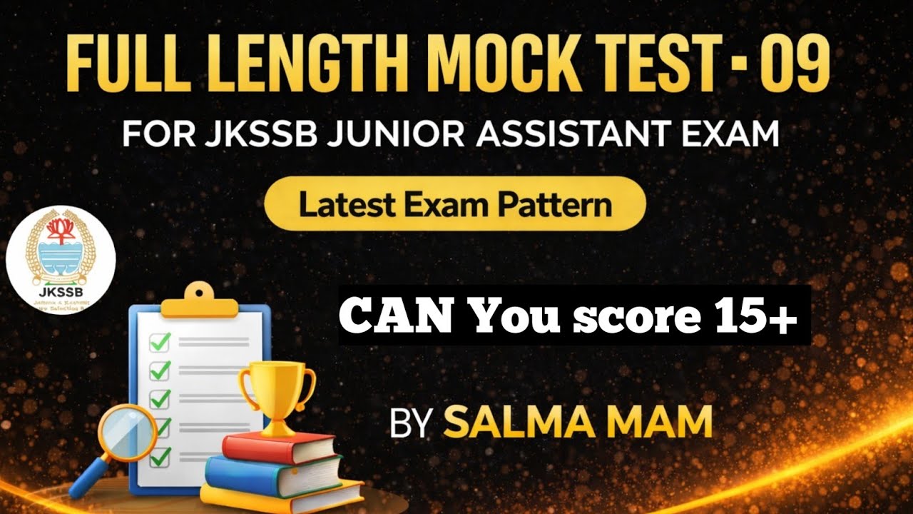 JKSSB JUNIOR ASSISTANT || FULL LENGTH MOCK TEST 9 || ENGLISH QUESTION || CAN YOU SCORE 15+.