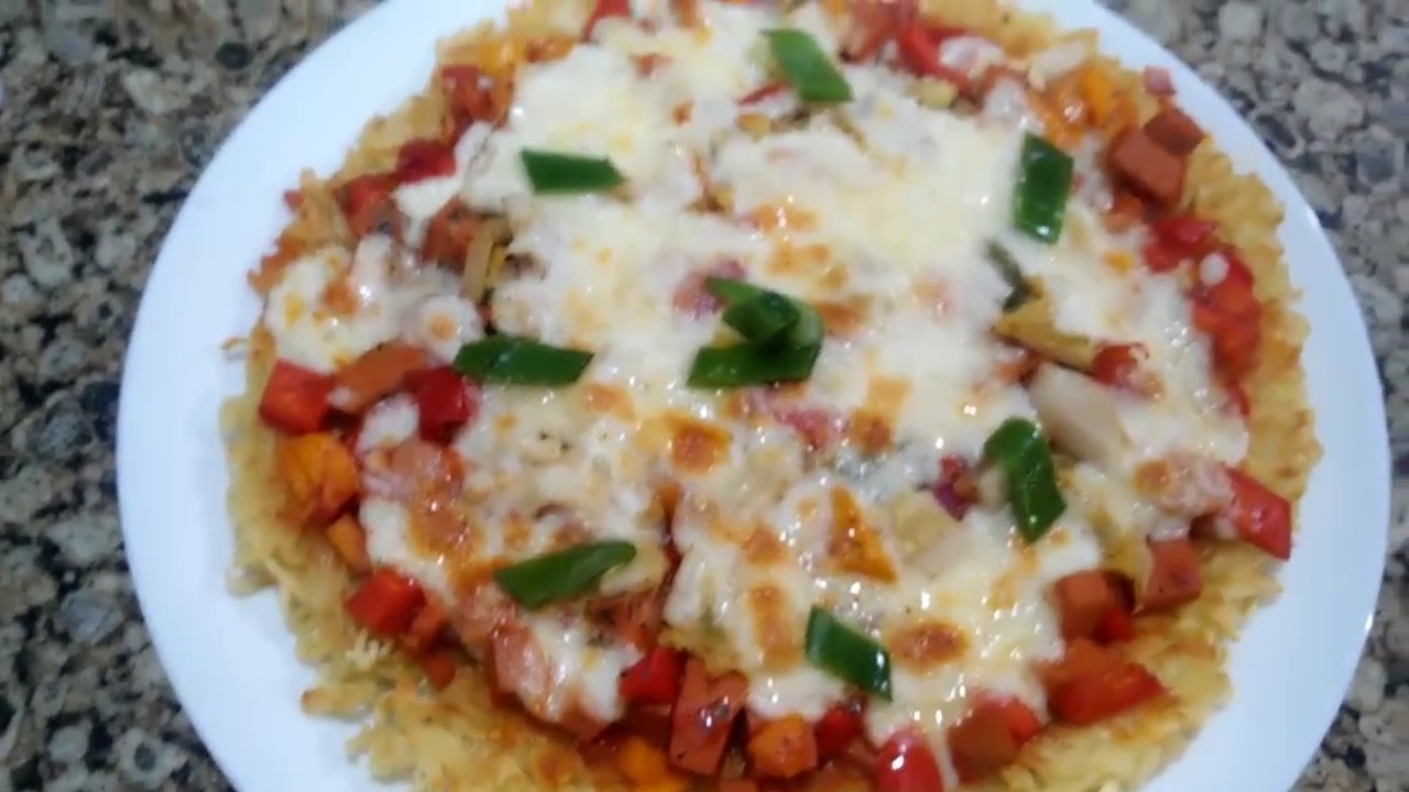 اندومى بيتزا (رامن) ببيتزا النودلز الكورية دون عجين ولافرن بمنتهى السهوله super easy ramen pizza