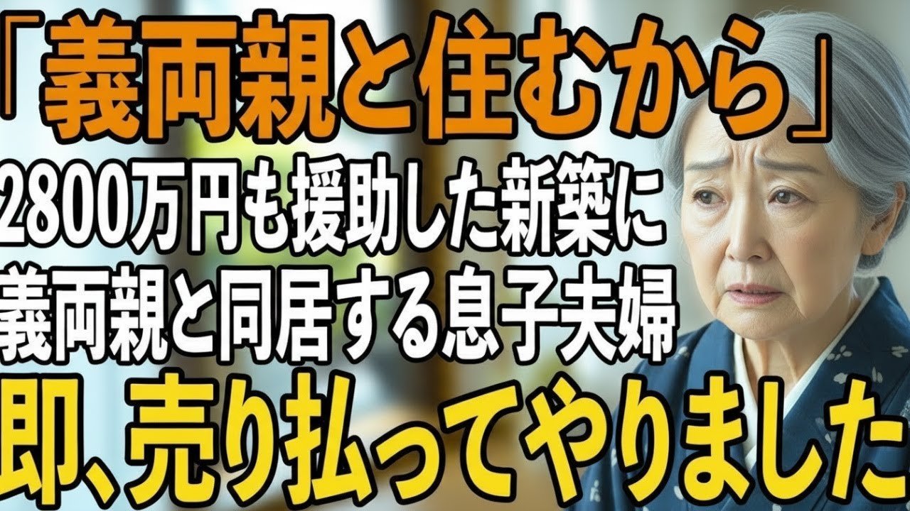 同居前提で2800万円を援助した新居。息子夫婦は「義両親と住むから」と私を追い出した→1年後、2人は深く後悔する…【シニアライフ】【60代以上の方へ】
