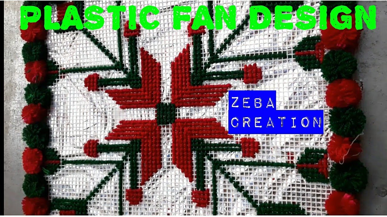 Plastic fan design woolen handmade home decorations||fan design#zebacreation