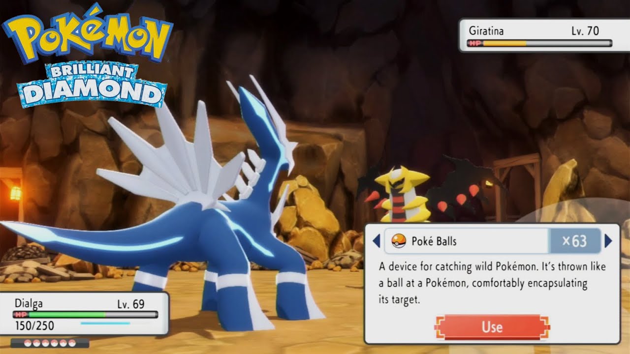Pokémon Brilliant Diamond & Shining Pearl - Finding Giratina at Turnback Cave & Use Poké Balls
