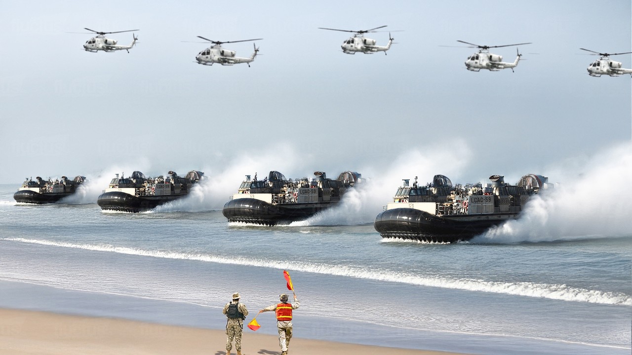 Inside US Marine’s Scary Beach Invasion with Advanced Hovercrafts & Helicopters