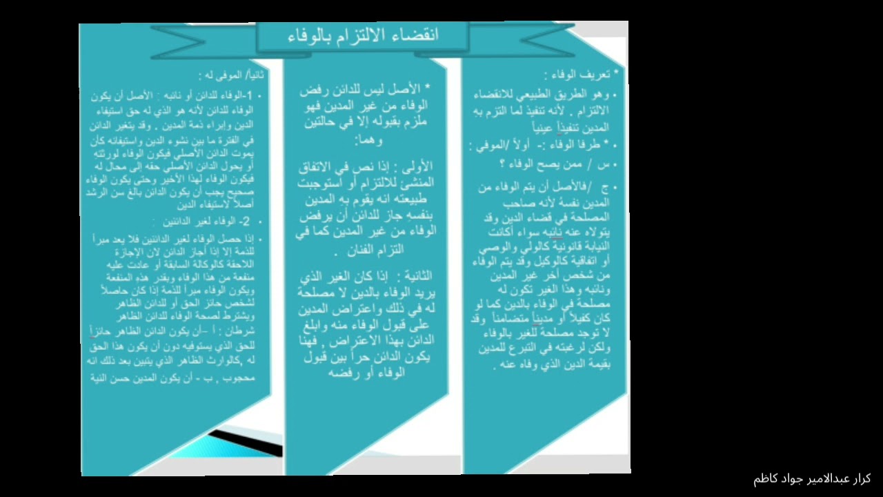 محاضرات في احكام الالتزام- المحاضرة الحادية عشرة  - انقضاء الالتزام