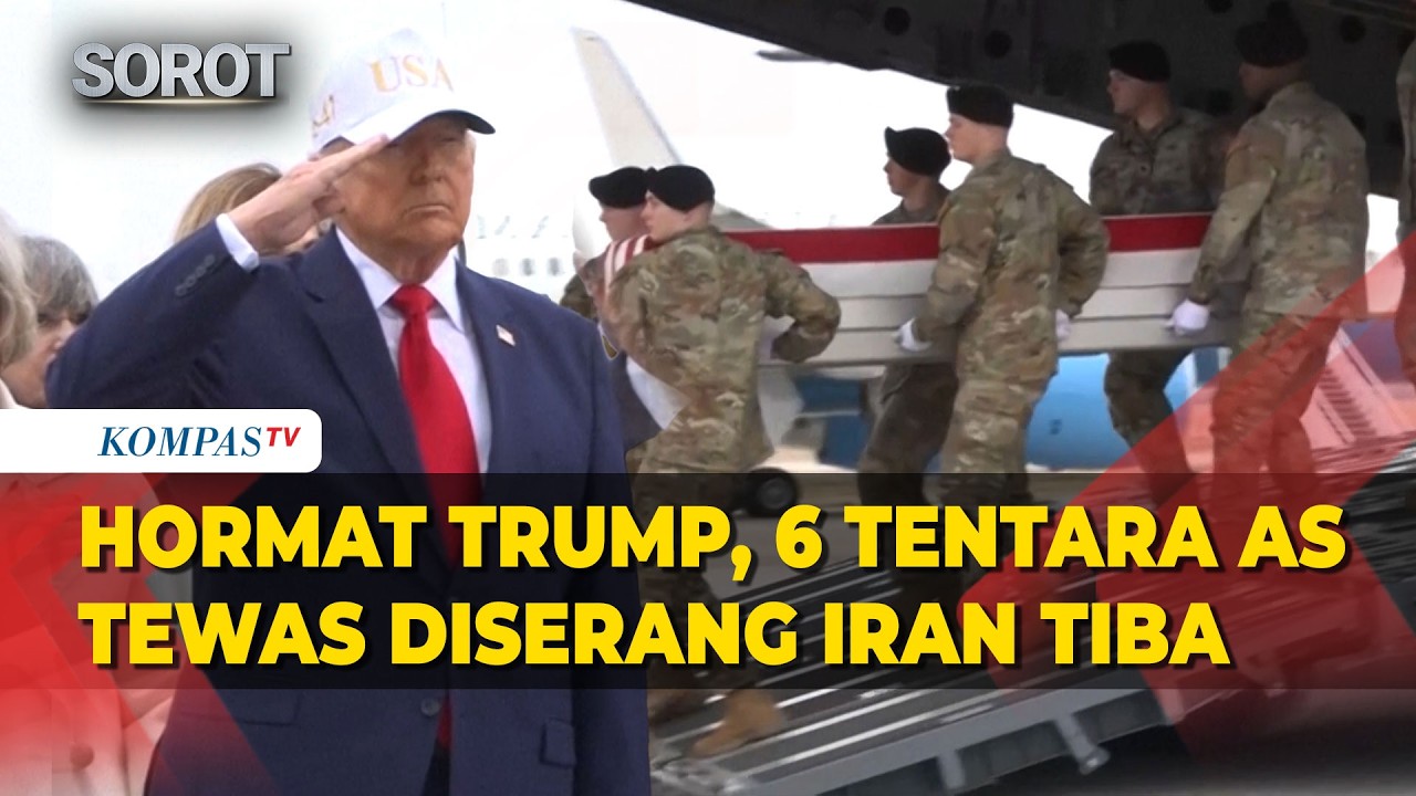 Hormat Trump di Upacara Pemulangan Jenazah 6 Tentara AS Tewas dalam Serangan Iran