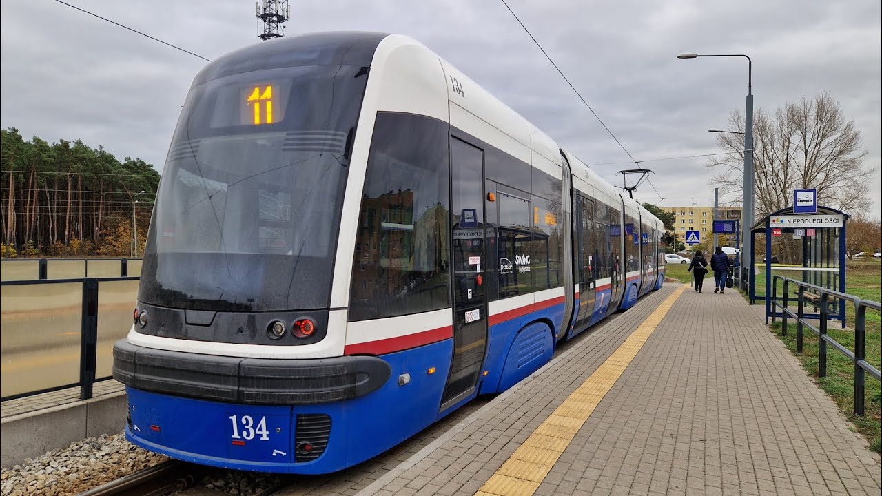 Straßenbahn Bydgoszcz | Mitfahrt in der kompletten 11 von Bielawy bis Niepodległości im Swing 122NaB