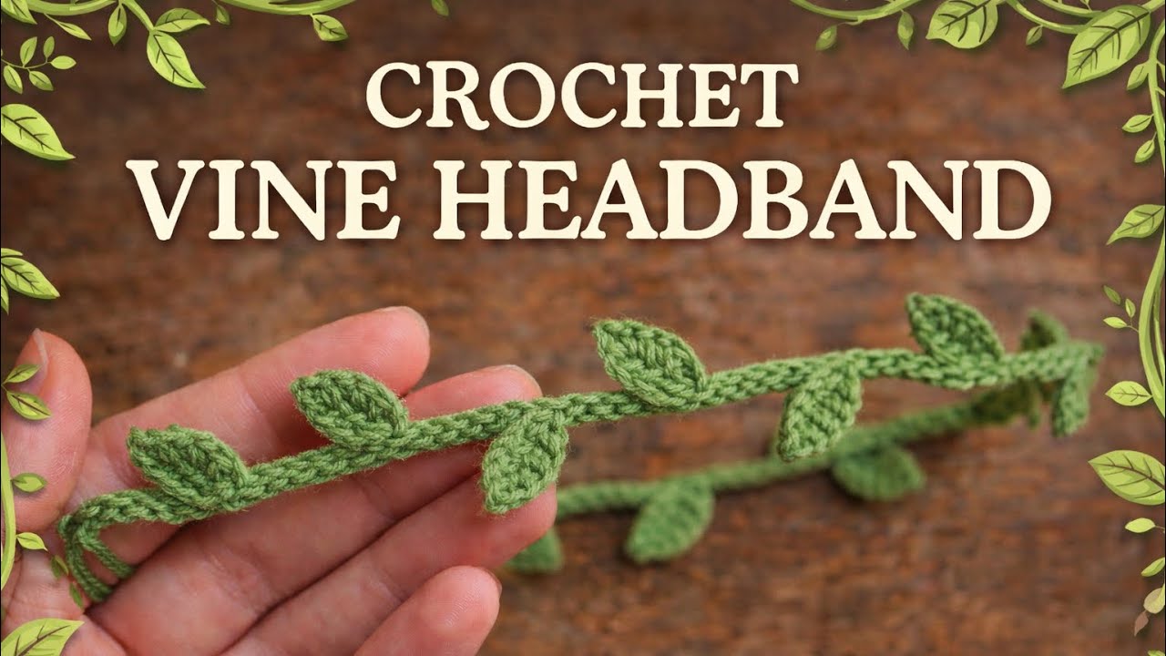 How to Crochet a Simple Vine Headband 🌿 Easy Large Leaf Headband Tutorial (Beginner Friendly)
